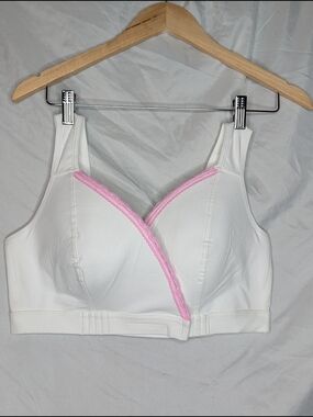 FionaBra Wireless White Bra with Pink Trim, XL